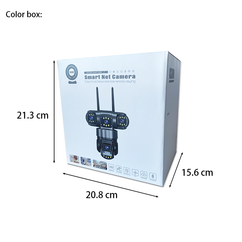 V380 PRO 4 Lens 3 Screen Auto Tracking Two-voice Way Security PTZ Camera 【BW06-WIFI】