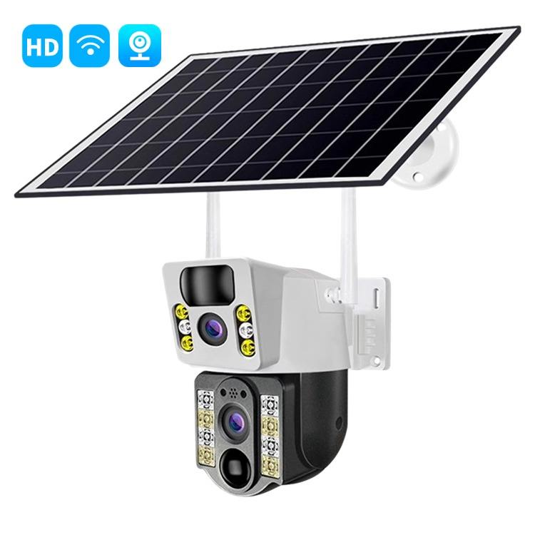 【BS02-4G】4G solar PIR ptz camera with dual lens camera with 7.5W solar panel