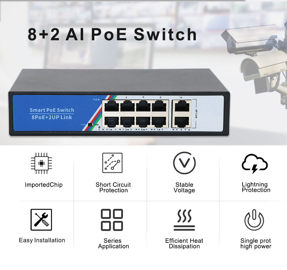 【POEJ08M】8 Port POE Network Switch