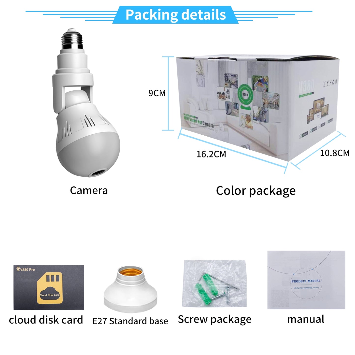 【B3PD200】Fisheye lens Bulb camera -V380 Pro