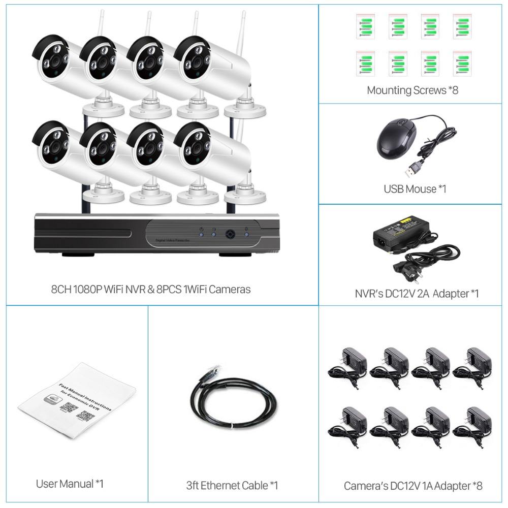Full HD 5MP 8 channel Wifi IP NVR Kits
